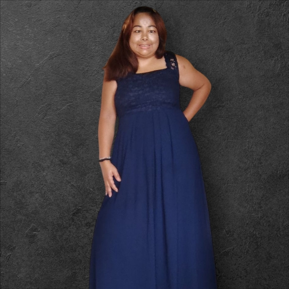 Miusol Women's Medium Navy Lace Formal Dress - Picture 7 of 12